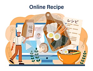 Ramen noodles online service or platform. Traditional Japanese food