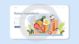Ramen noodles web banner or landing page. Traditional Japanese food