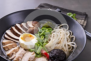 Ramen. Soup with chicken and egg