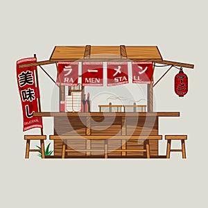 Ramen Stall at noon vector illustration