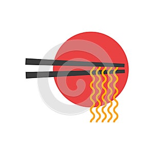 Ramen, sun and chopstick logo for Japanese restaurant