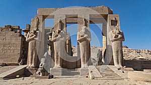 The Ramesseum is the memorial temple or mortuary temple of Pharaoh Ramesses II. It is located in the Theban necropolis