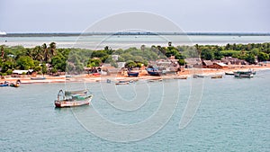 Rameswaram coast with boats. Tamil Nadu, India.