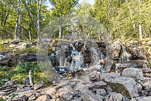 RamhultavÃ¤gen waterfall with moving water due to slow shutter speed