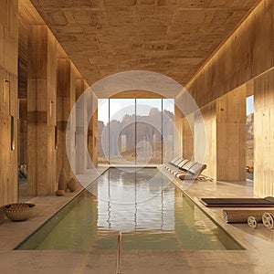 Rammed earth pool house