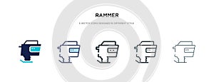 Rammer icon in different style vector illustration. two colored and black rammer vector icons designed in filled, outline, line