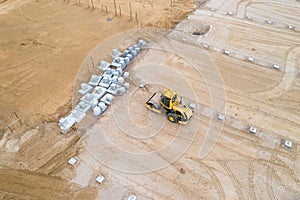 Rammer working on a construction site top view