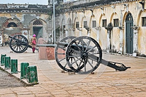 The interior of the historical Ramnagar Fort in Varanasi, India