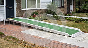 Ramp on a building allowing a wheelchair user access