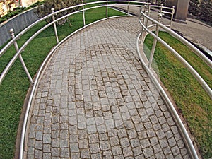 Ramp for physically challenged from the granite pavement