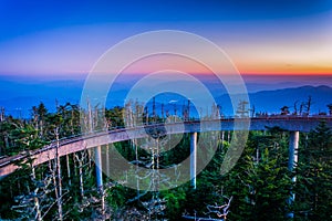 Ramp to the Clingman's Dome Observation Tower and view of the A