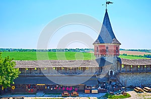 The rampart and Laska Tower of Kamianets-Podilskyi Castle, Ukraine