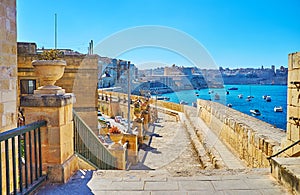 The rampart walk in Birgu, Malta