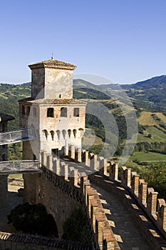 Rampart walk and tower of the Vigoleno castle, Ita photo
