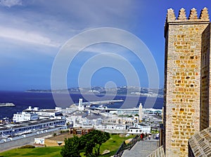 The ramparts of the ancient medina and the port of Tangier, North of Morocco.