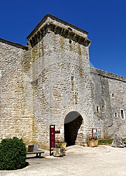 Ramparts and entrance tower of La Cavalerie, former commandery of the Templars