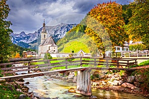 Ramsau, Germany. Autumn landscape in Berchtesgaden, Bavaria Land