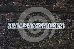 Ramsey Garden street name sign, Edinburgh, Scotland