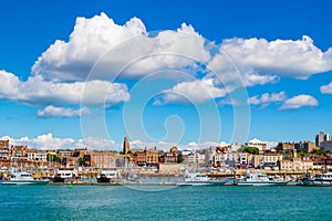 Ramsgate harbour and waterfront panorama Kent England