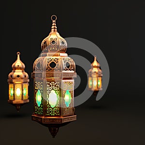 Ramzan celebration Lantern, Arabic culture decor for Eid on white