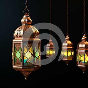 Ramzan celebration Lantern, Arabic culture decor for Eid on white