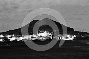 Rana in Czechia on 24. February 2024 - black and white film photo - blurriness and noise of scanned 35mm film were intentionally photo