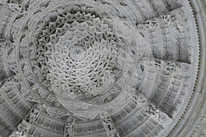 carved marble dome of Jain temple at Ranakpur photo