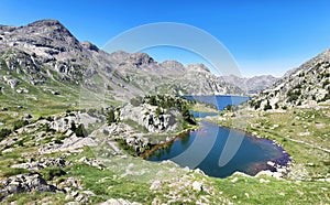 Ranas Lake iand Respomuso lake in Tena Valley in The Pyrenees, Spain.