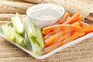 Ranch dressing with carrots and celery