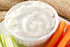 Ranch dressing with carrots and celery