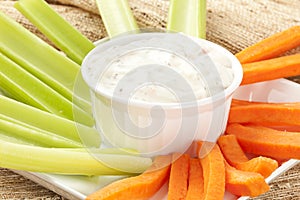 Ranch dressing with carrots and celery