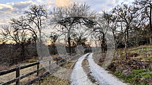 Ranch driveway with dramatic sky