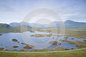 Ranch moor aerial view and the West Highland Way walk path