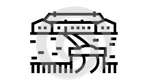 ranch style house line icon animation