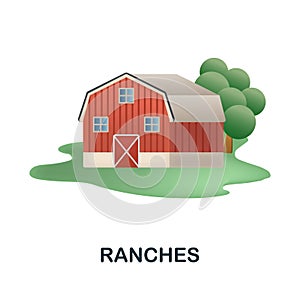 Ranches icon. 3d illustration from resorts collection. Creative Ranches 3d icon for web design, templates, infographics photo