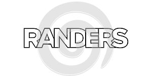 Randers in the Denmark emblem. The design features a geometric style, vector illustration with bold typography in a modern font.