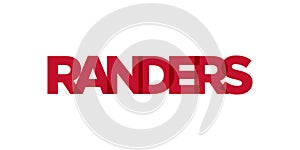 Randers in the Denmark emblem. The design features a geometric style, vector illustration with bold typography in a modern font.