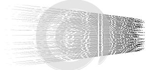 Random 3d dashed lines in perspective. segmented stripes geometric pattern. vanish, diminish streaks. irregular fading strips