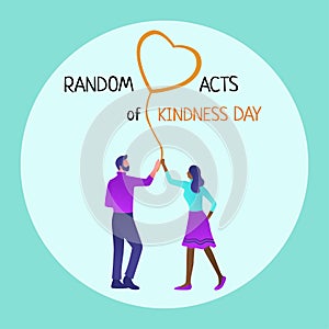 Random acts of kindness day emblem isolated vector illustration. World altruistic holiday event label