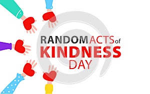 Random acts of kindness day emblem isolated vector illustration. World altruistic holiday event label.