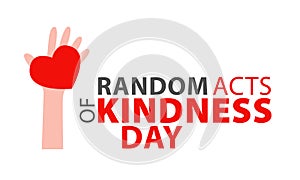 Random acts of kindness day emblem isolated vector illustration. World altruistic holiday event label.