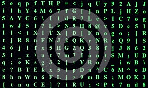 random ASCII Characters on black personal computer screen
