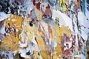 Random background collage paper paint texture on wall