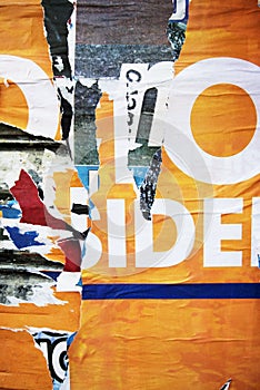 Random background collage paper typography texture on wall