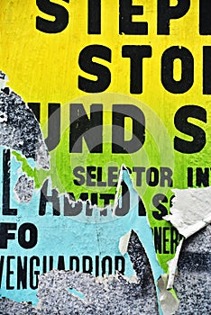 Random background collage texture paint on eroded wall