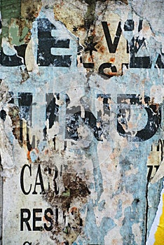 Random background collage texture paper on eroded wall