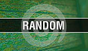 Random with Binary code digital technology background. Abstract background with program code and Random. Programming and coding