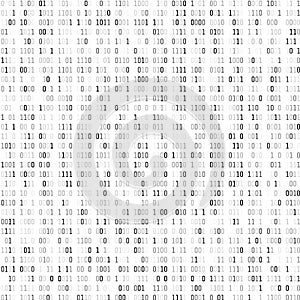 Random binary coding. Technology digital background. Black and white binary code. Vector illustration