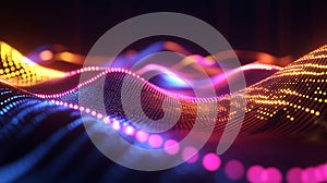 Random Bitstream Emanating from Glowing Qubit Source | Advanced Checks Unpredictability Vivid Wave Lines