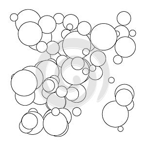 Random chaotic overlapping circles composition. Randomness concept